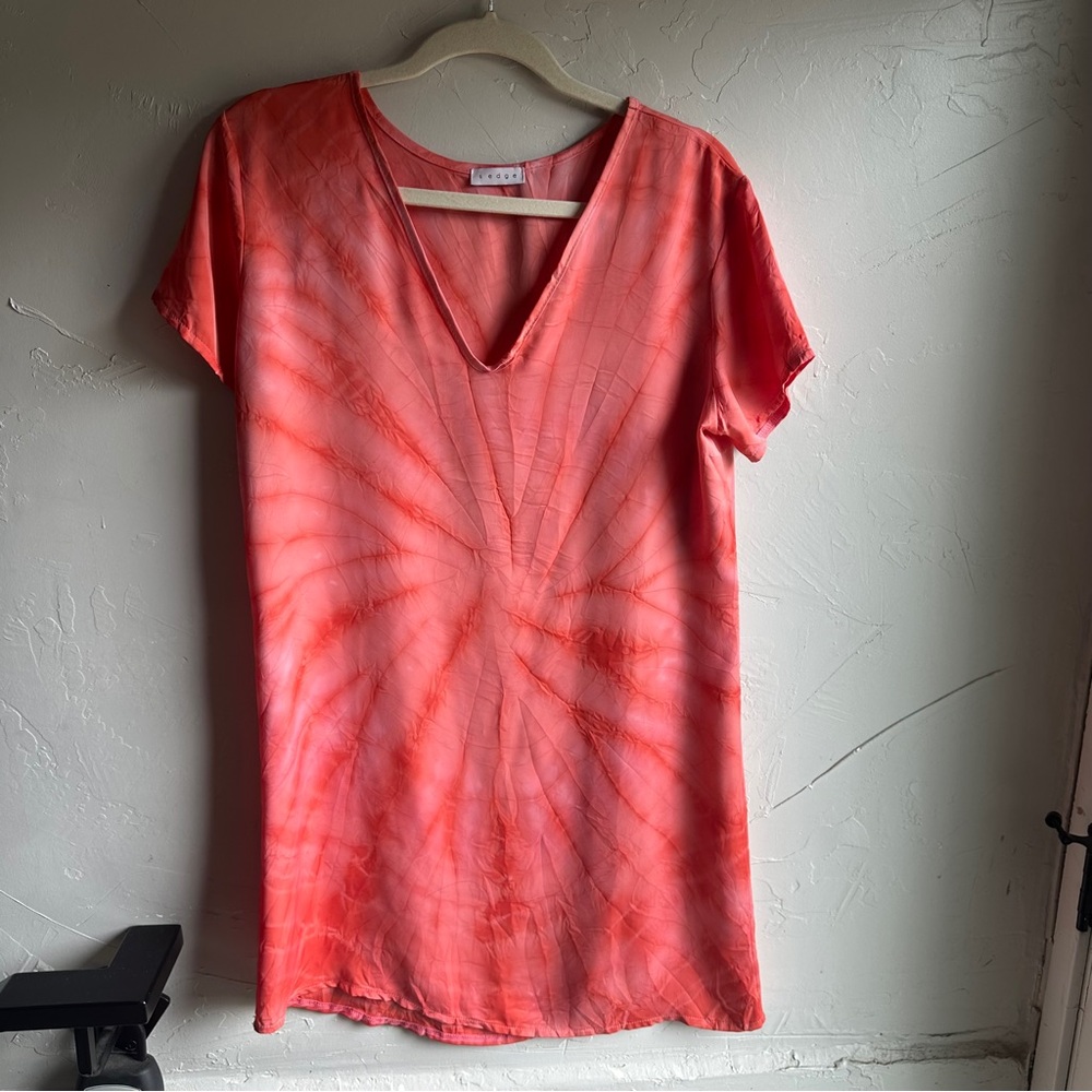S'edge Apparel Pink Tie Dye Shift Dress Relaxed Fit Silky Smooth Sateen Sz S?